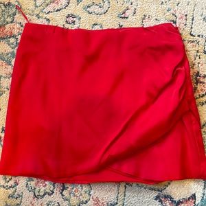 Zara red satin skirt L